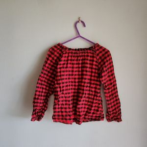 Red and black checkered long sleeve shirt